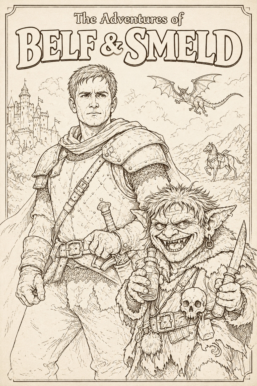 Belf and Smeld cover line art